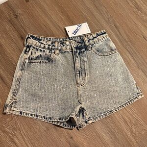 blue B NWT denim shorts - very sparkly - size S - boutique